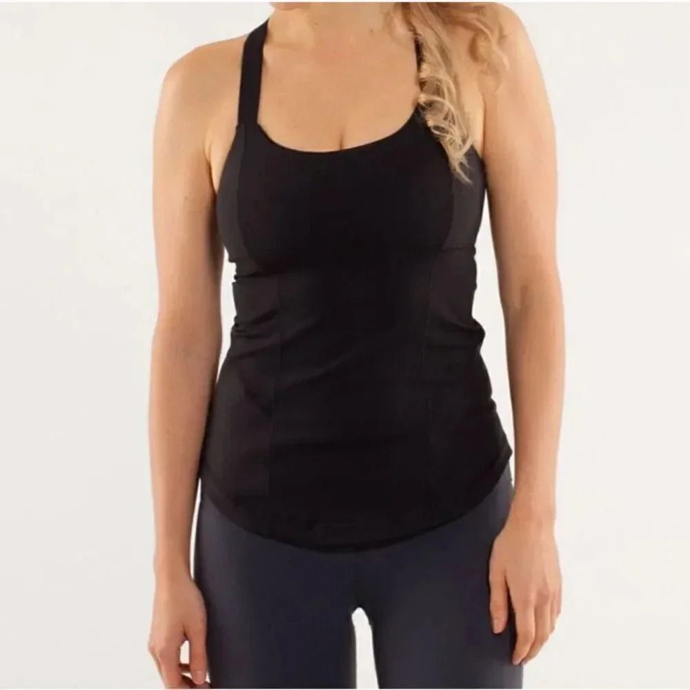 LULULEMON | Work It Out Tank‎ Solid Black Built-in Bra | Size 4
